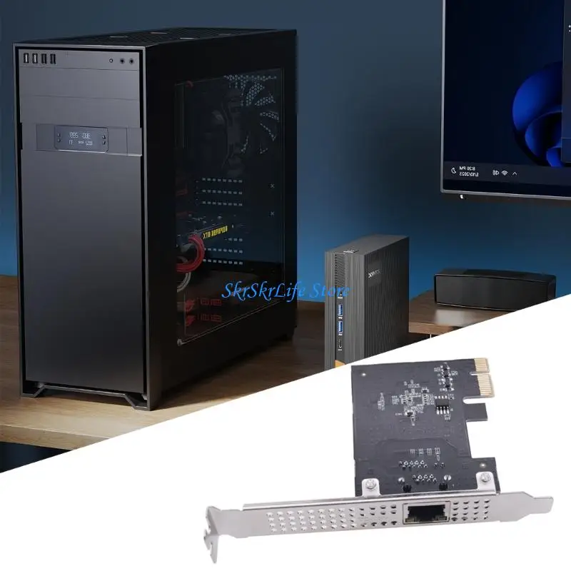 

E65E Metal Shielded RJ45 Ethernet Card PCIe 2500Mbps Auto Sensings Networking Adapters