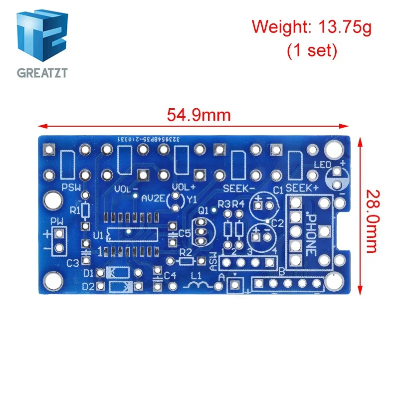 GREATZT 1/2PCS DIY Electronic Kits Wireless Stereo FM Radio Receiver Module 76MHz-108MHz DC 1.8V-3.6V