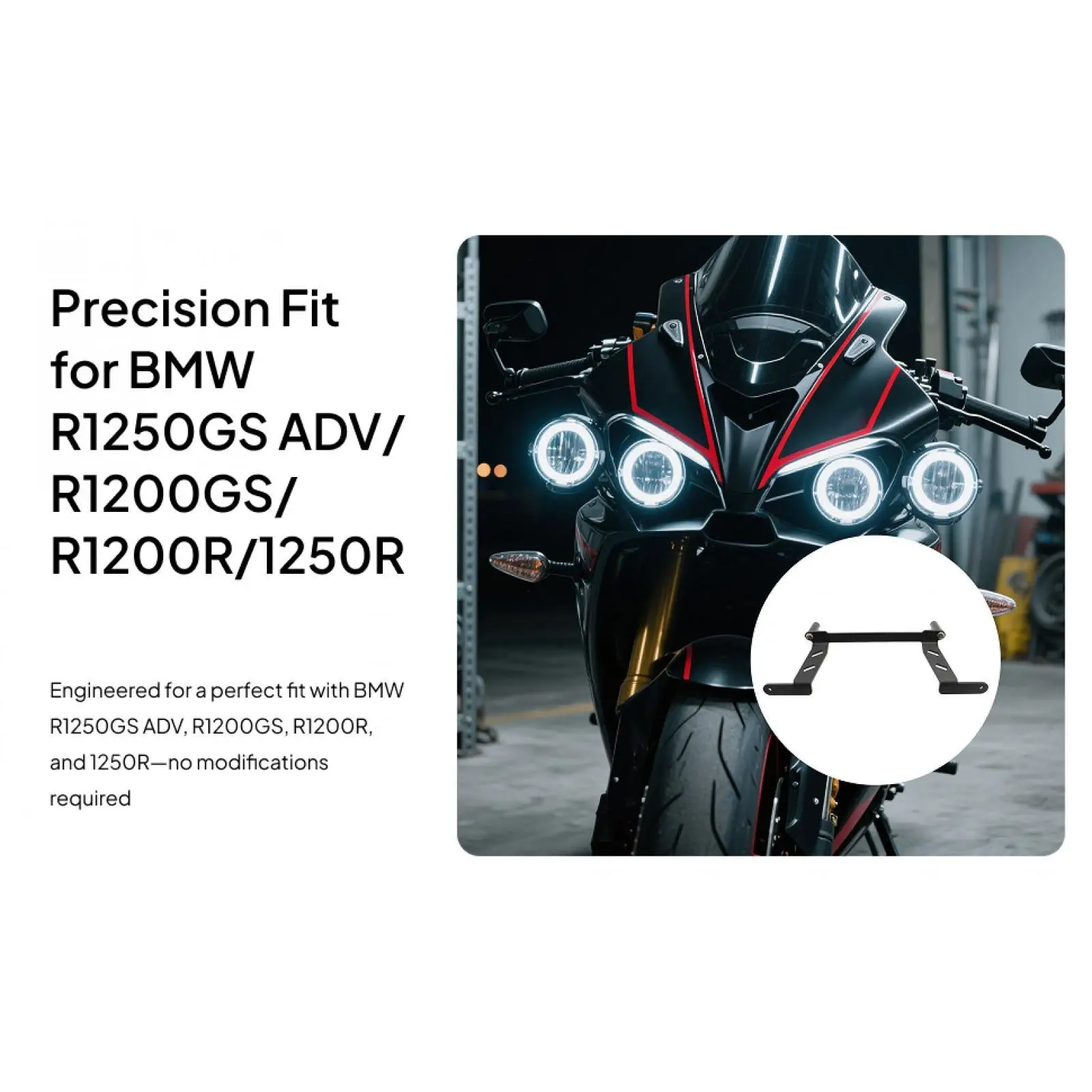 Supporto per fendinebbia ausiliario per moto Staffa in metallo nero Stent per lampada facile da installare per R1250GS LC Adv 2019 2020