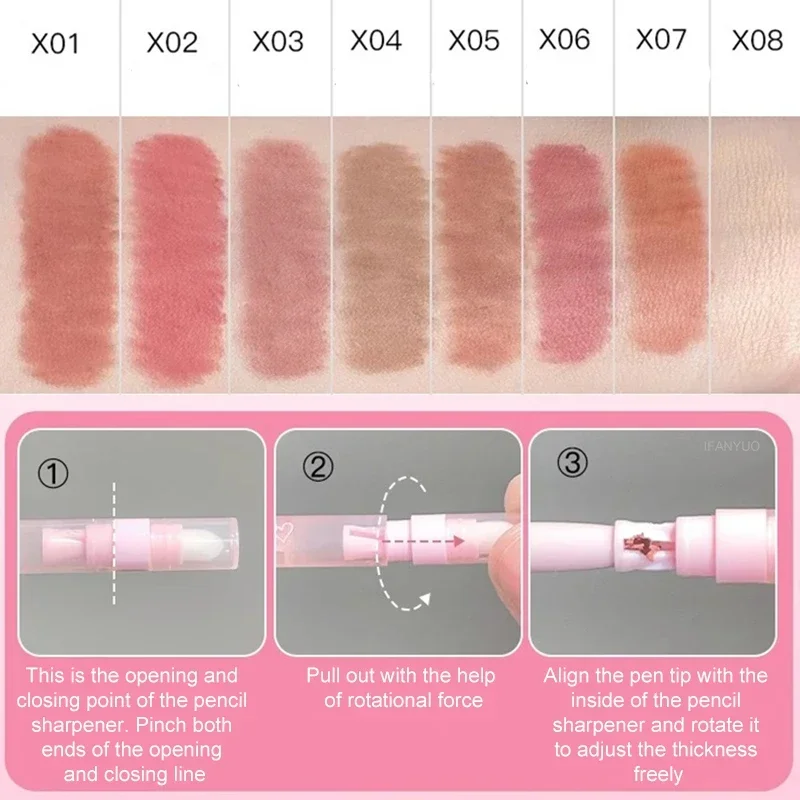 Dubbelkoppige Lip Liner Potlood Waterdichte Matte Lippenstift Contour Make-up Perzik Roze Multifunctionele Lipliner Potlood Lippen Cosmetisch
