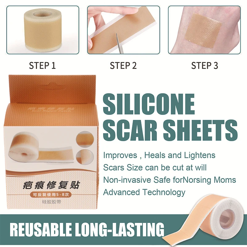 1 Roll Silicone Scar Patches Scar Tape For Surgical Scars Medical Grade Silicone Scar Sheet Painless Effective Scar Repair Tape