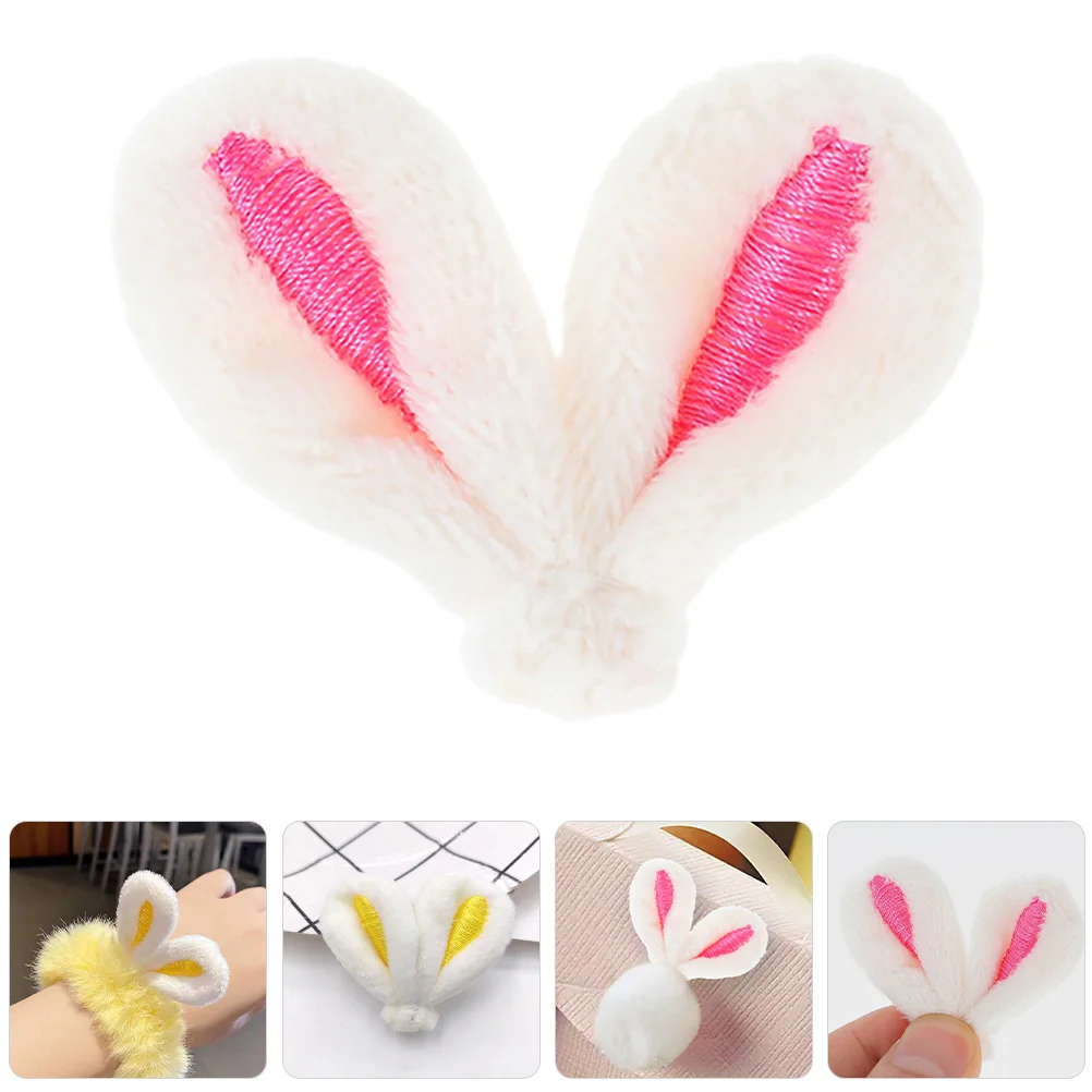 40pcs Plush Bunny Ears Hair Clips Accessories Costume Kids Craft Supplies Soft Fluffy Decor Easter Fabric Set