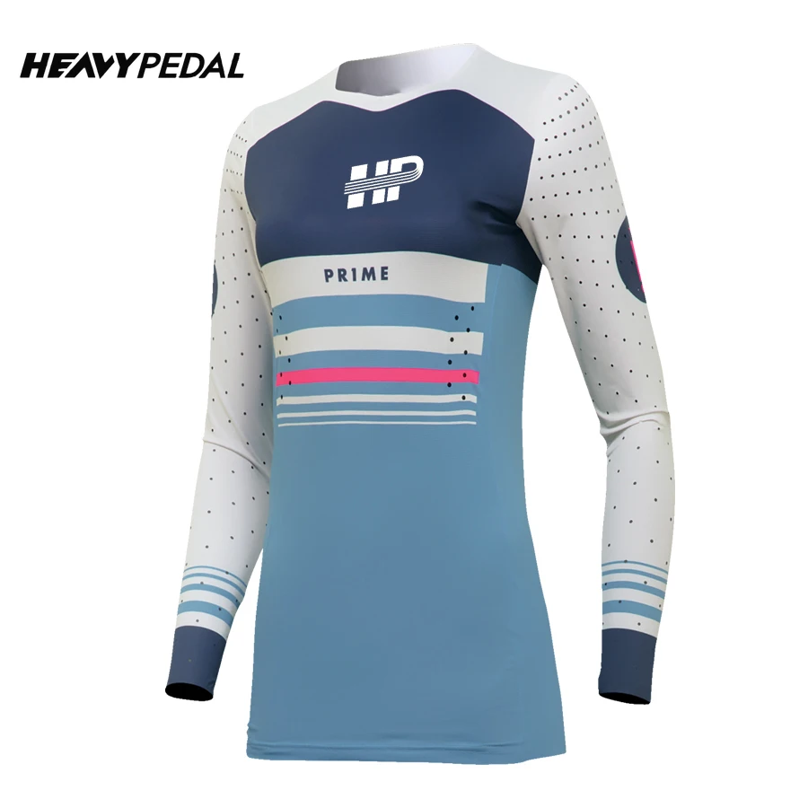 Heavypedal 2024 Women's Cycling Riding Clothing Female Pink Minimal Bike Long Sleeve Jersey - Motocross Dirt Bike Offroad ATV