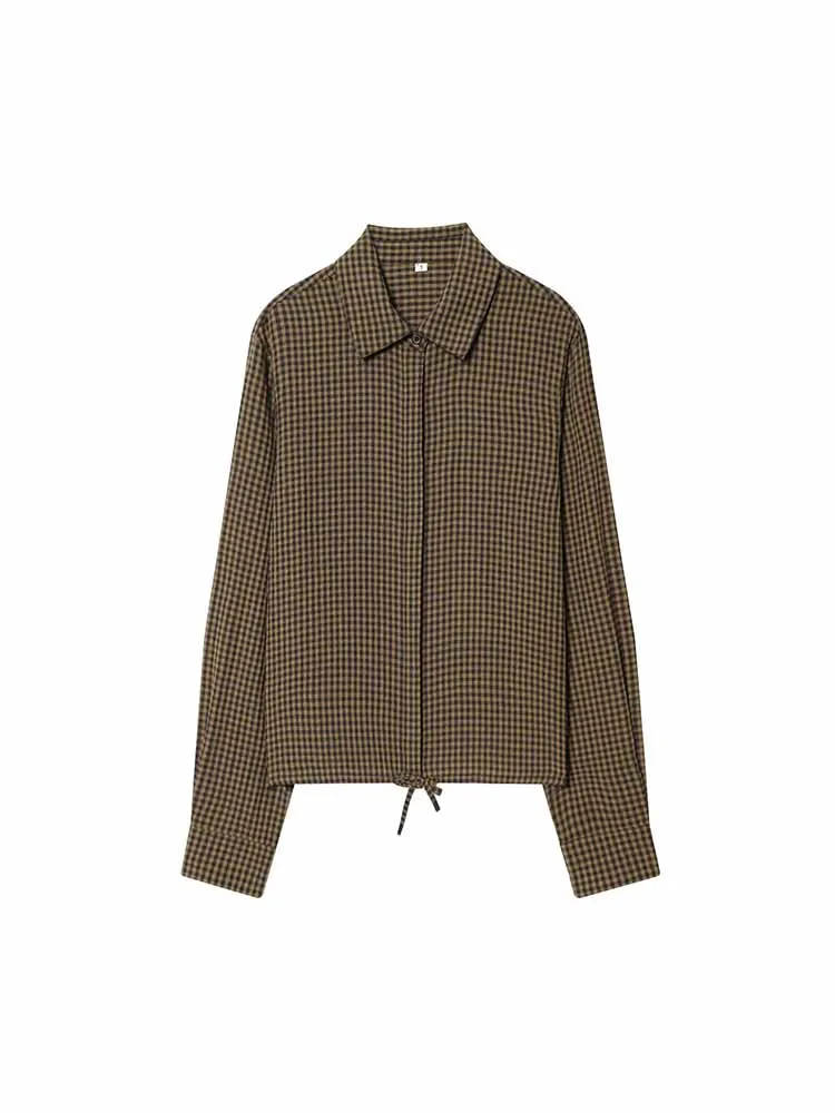 

HH 2026 New Woman Spring Fashion Long Sleeves Lapel Single Breasted Plaid Shirt Female Casual Versatile Comfortable Tops