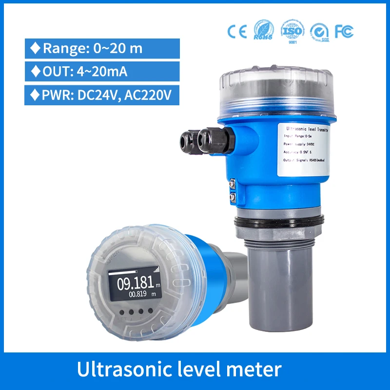 

5m 10m 20m 4-20mA Ultrasonic Level Meter No Contact Sanitary Olive Oil Tank Ultrasonic Level Sensor for Grain Solids Silo