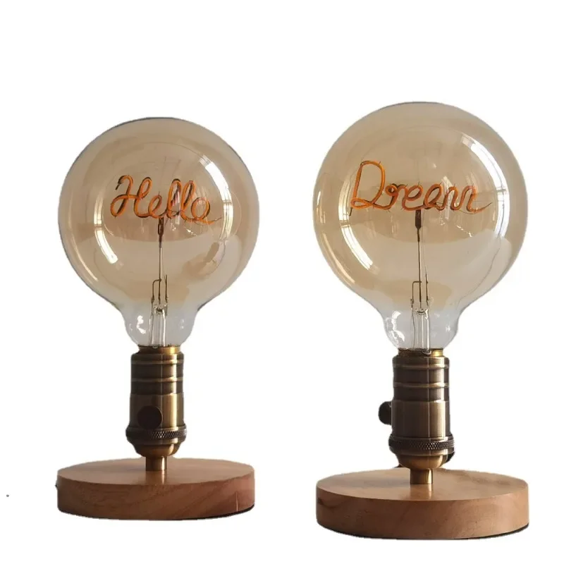 Edison Led Filament Bulb 220V E27 4W 2300K  Retro Style Curved Letter Home Love Dream Desk Lamp Decorative Night Light