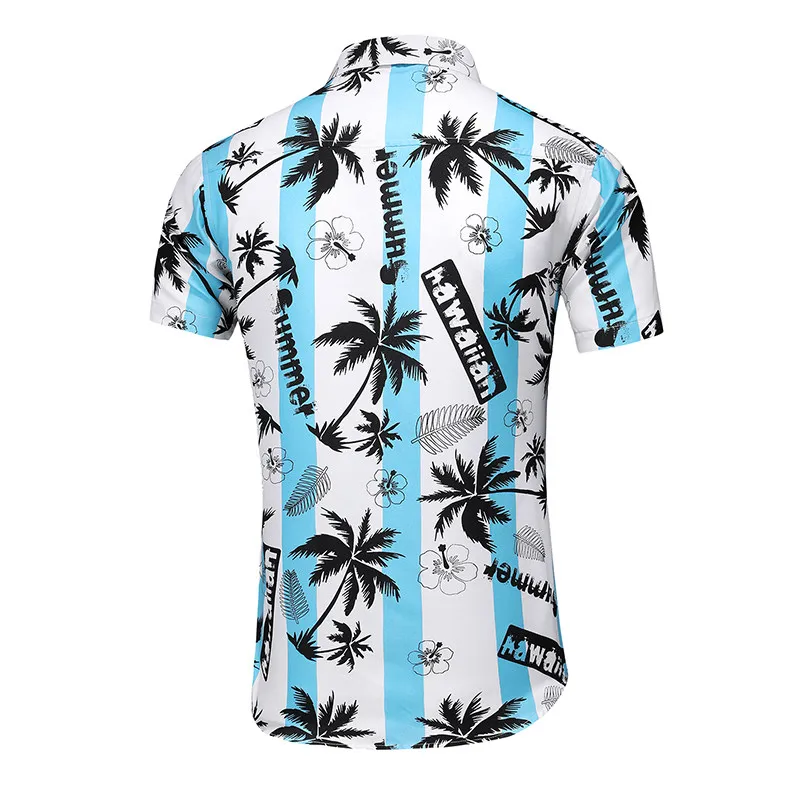 Men's 6XL 7XL Summer Shirt Printed Big Size Casual Short Sleeve Hawaiian Beach Fashion for Holiday Nightclub