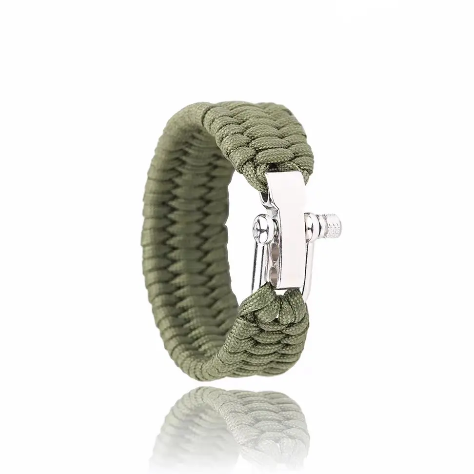Überlebens-Paracord-Armband, verstellbare U-Typ-Schnalle, drei Löcher, 550, Fallschirmseil, Outdoor, Camping, Wandern, Notfall für Männer