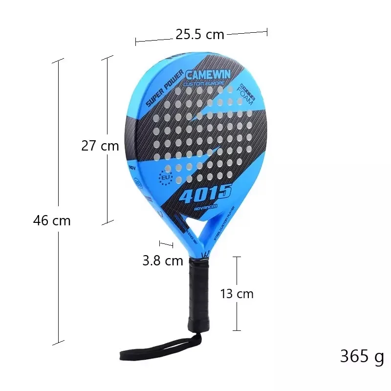 Camewin Pro Beach Tennis Racket Full Carbon Fiber Surface Diamond Shape EVA Super Soft With Cover Bag