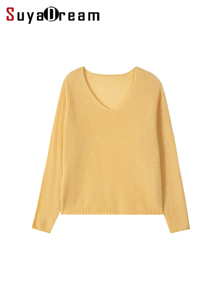 

SuyaDream, женские пуловеры, 75% кашемир, V-образный вырез, мягкие уютные свитера, тонкий теплый топ на осень-зиму 2025 г.