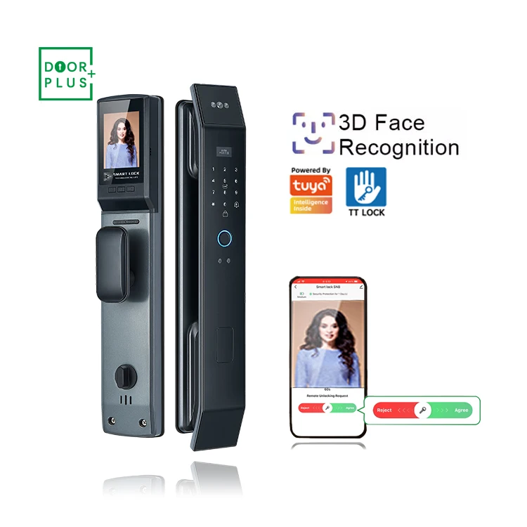

Doorplus Smart Lock 3D Face Recognition Automatic Electronic Fingerprint Biometric Lock Digital Door Lock Camera WIFI Cloud Data