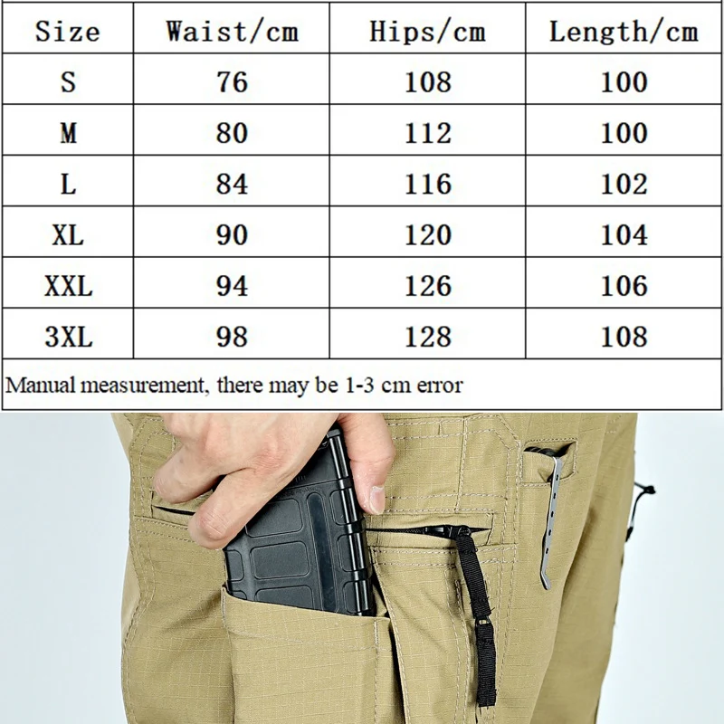 Pantalones Cargo Tácticos Impermeables – Multi Bolsillo Hombre Caqui - imagen 5