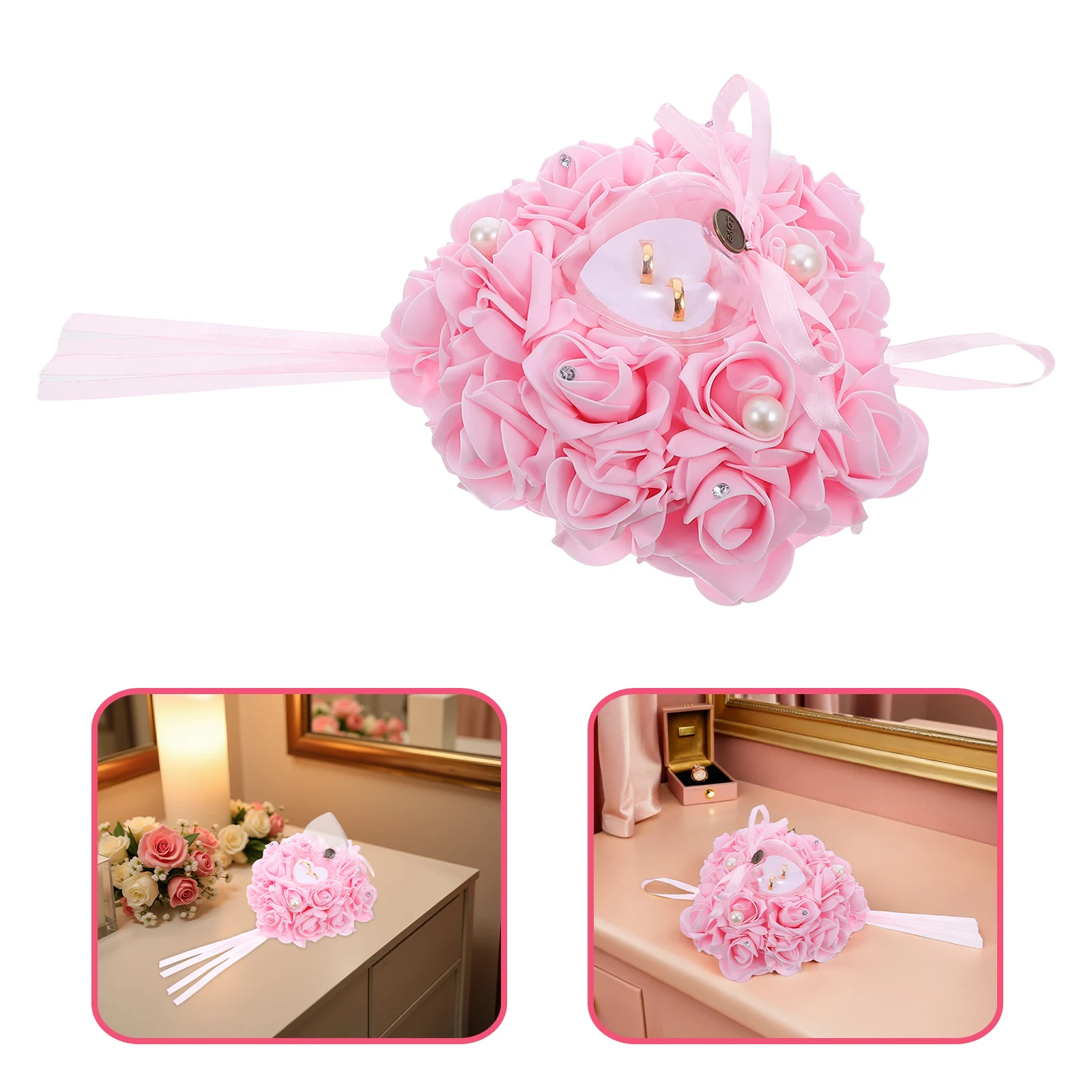 

Heart-shaped Ring Pillow Decorative Pillowcase Other Wedding Supplies Cover Plastic Engagement Pillows