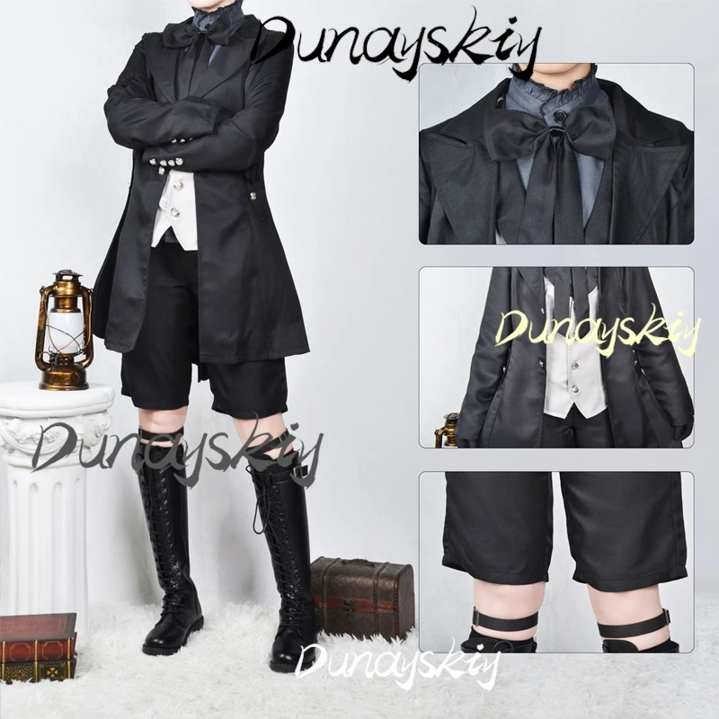 บัตเลอร์สีดํา Ciel Phantomhive คอสเพลย์ชุดวิกผมอะนิเมะปาร์ตี้ฮาโลวีน Devil ชุดวิกผม Eye Mask ชุดที่กําหนดเองชุด