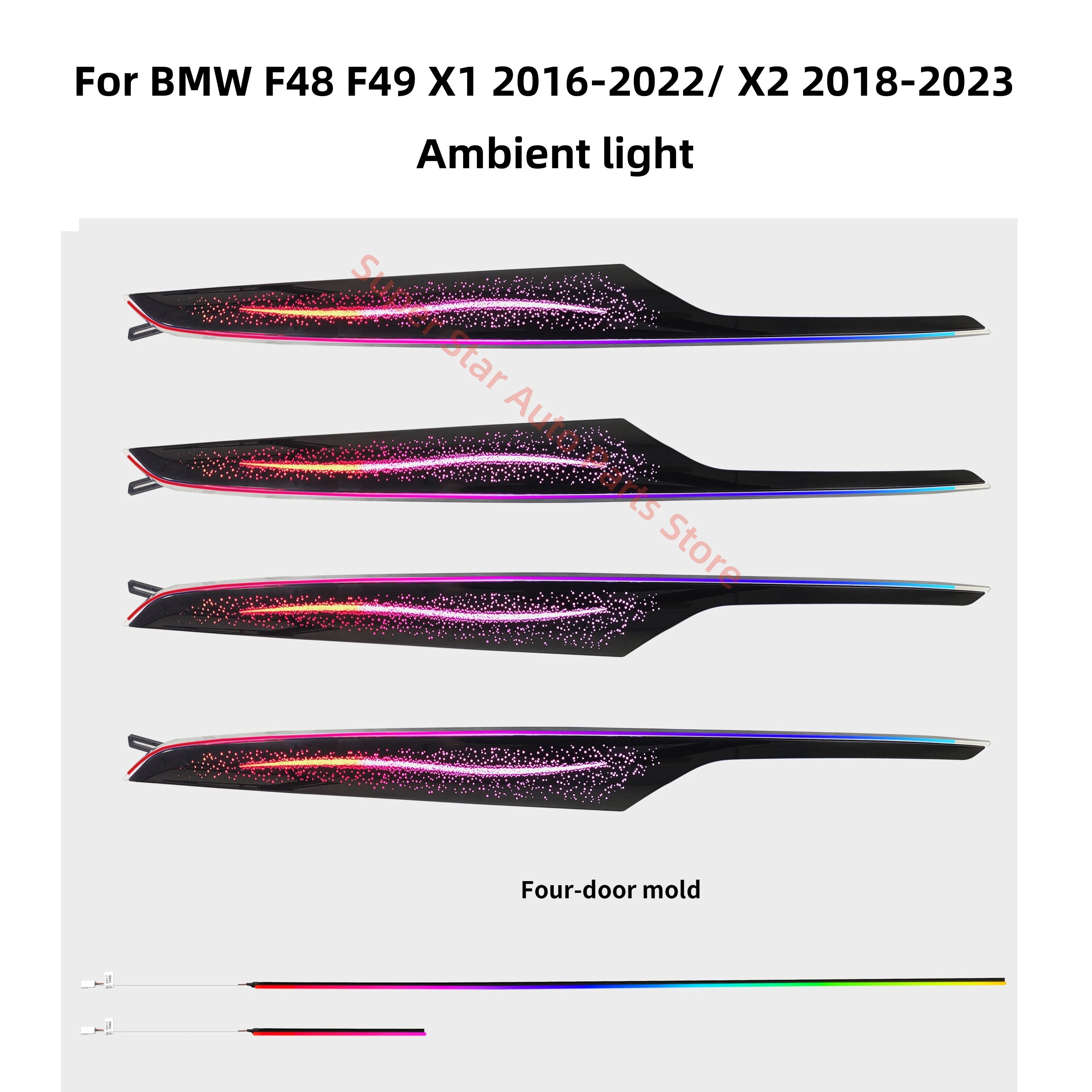 Светодиодный окружающий свет для BMW X1 X2 F48 F49, атмосферная лампа, модернизация внутреннего освещения автомобиля, декоративная панель 1:1, светящаяся накладка