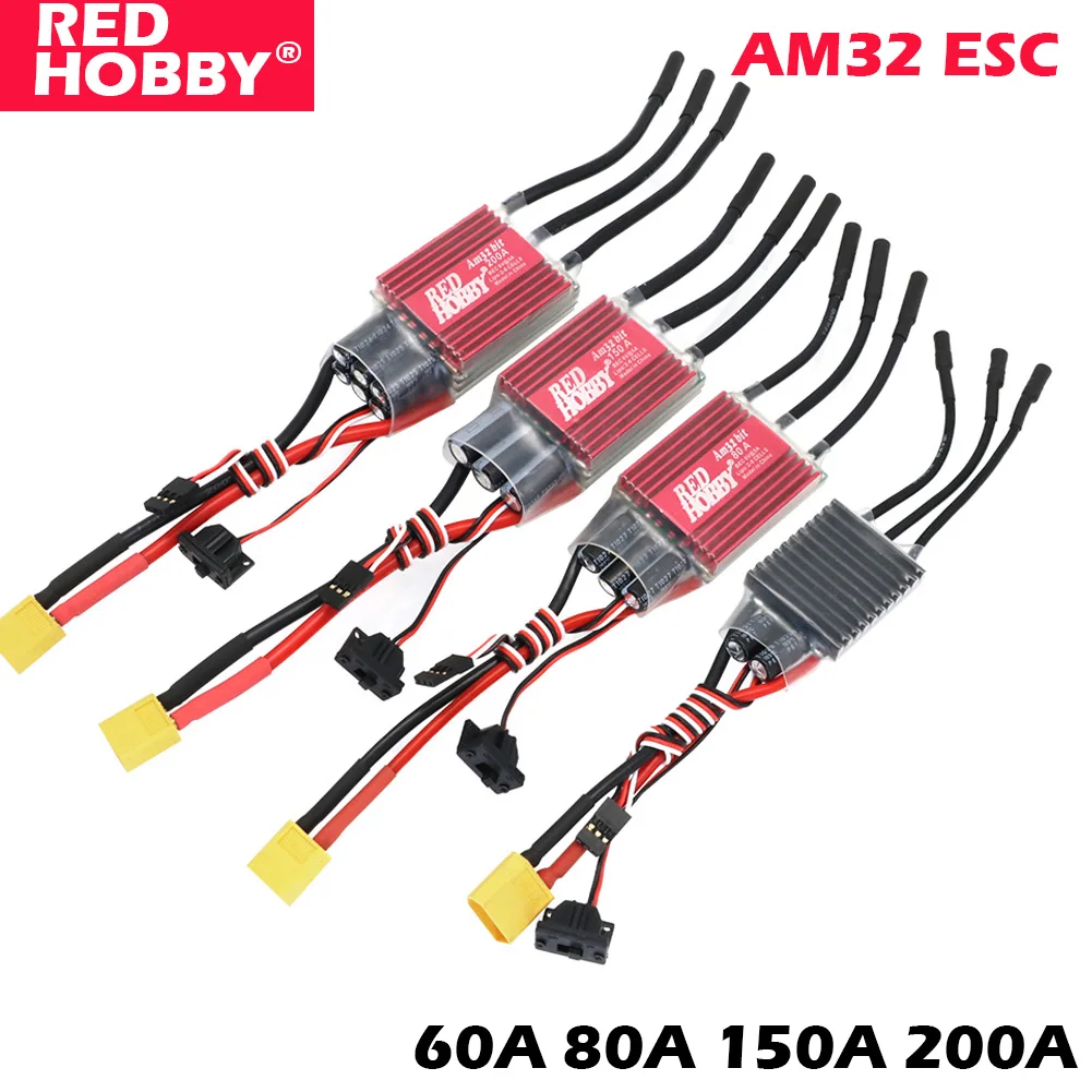RedHobby AM32 200A 160A 80A 60A Brushless ESC Programming 2-6S BEC 6V/2A 6V/5A For 1/10 1/8 RC Crawler Car Axial TRX SCX10