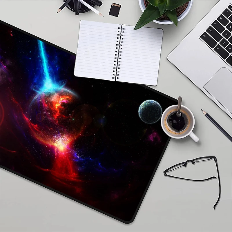 Space Deskmat Starry Sky Mause Pad Mouse Exploration Planes Xxl Mousepad Anime Takeoff Playmat Deskpad Pc Gamer Accessories Mats