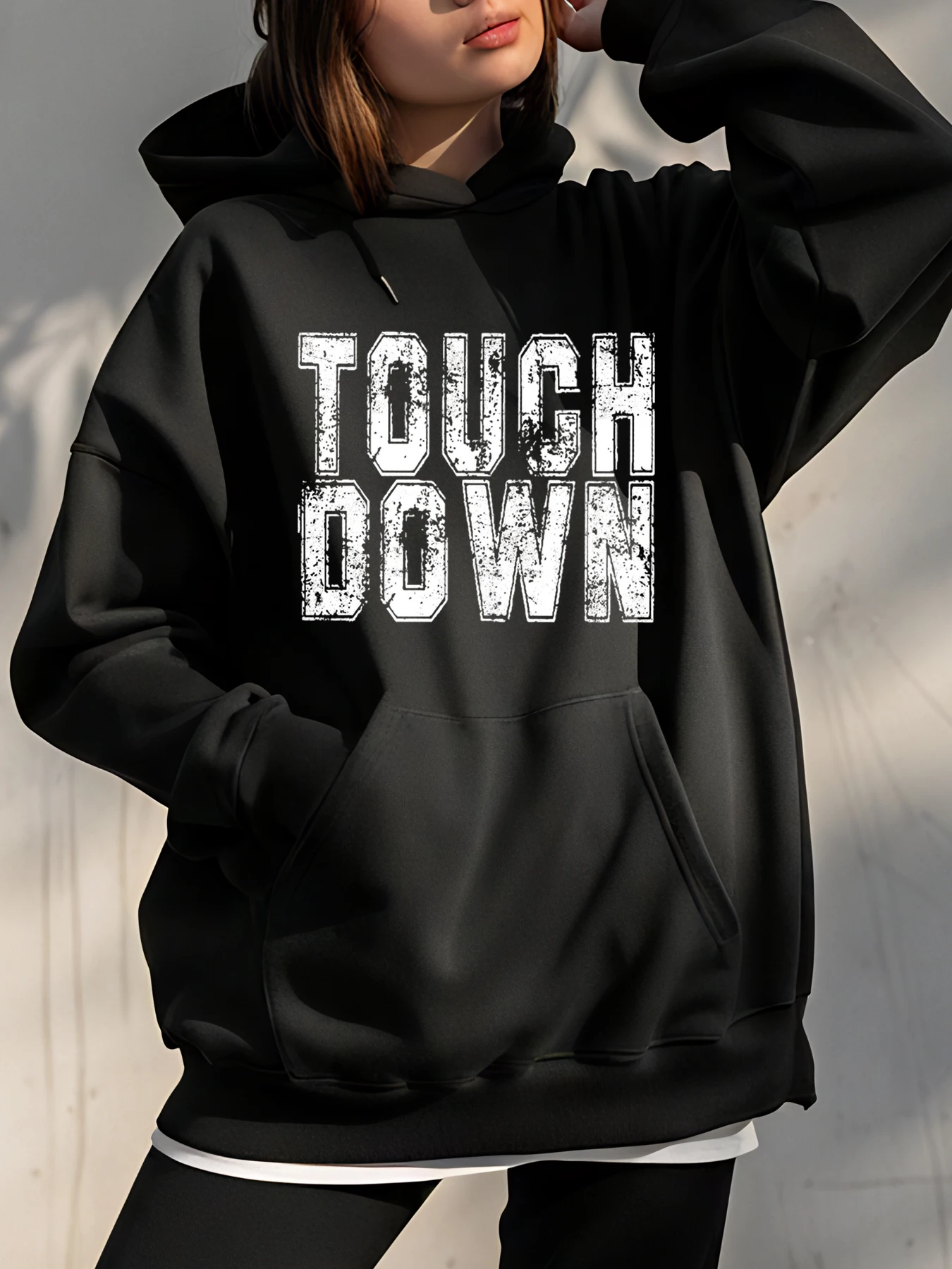 

Толстовка с объемным пухом и графическим принтом, толстовка большого размера, повседневная уличная одежда, женская мода