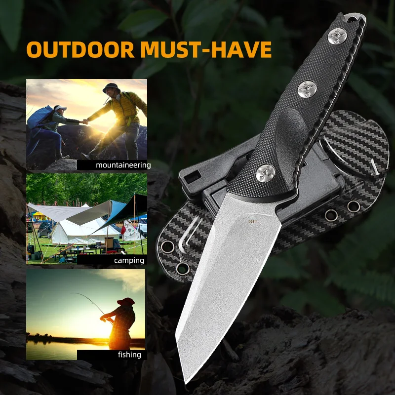 

Outdoor camping knife pocket fixed blade with protective cover Hunting camping knife Jungle tactics and survival tools