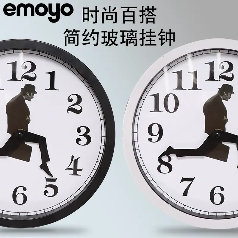Silent Wall Clock for Cross-Border Business Use Glass Round Decorative Personalized Timepiece Briefcase Style Walking Clock