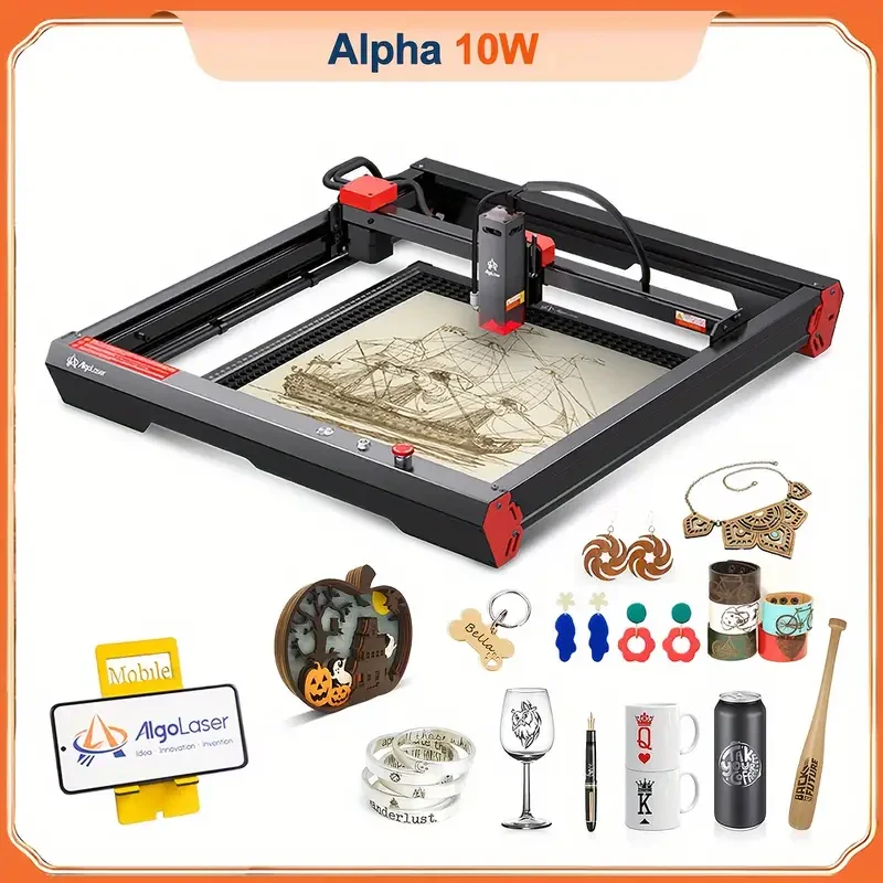 AlgoLaser Laser Engraver 10W Output 40X85CM Higher Accuracy Diode CNC Laser Cutter DIY Printer Wood Router Lightburn APP WIFI