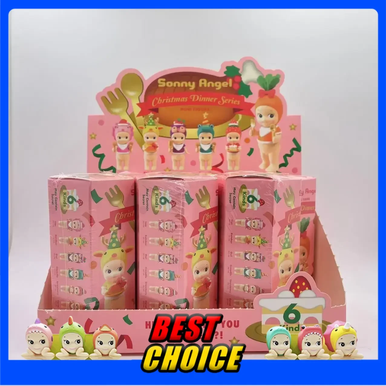 

2024 Sonny Angel Mini Figure Christmas Dinner Series Blind Box Mystery Box with Lion Reindeer Owl Crocodile Strawberry Carrot