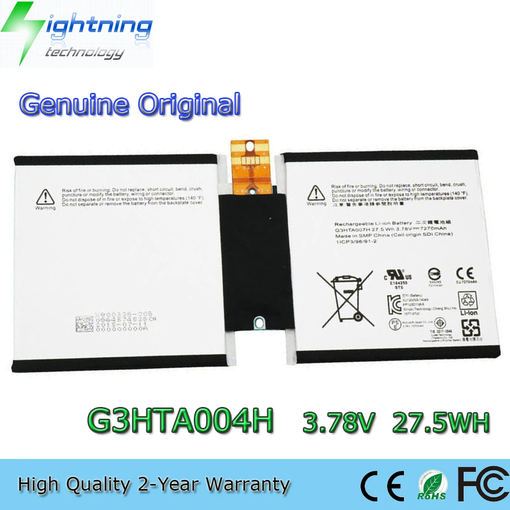 

New Genuine Original G3HTA003H G3HTA004H 3.78V 27.5Wh Laptop Battery for Microsoft Surface 3 1645 1657 Tablet