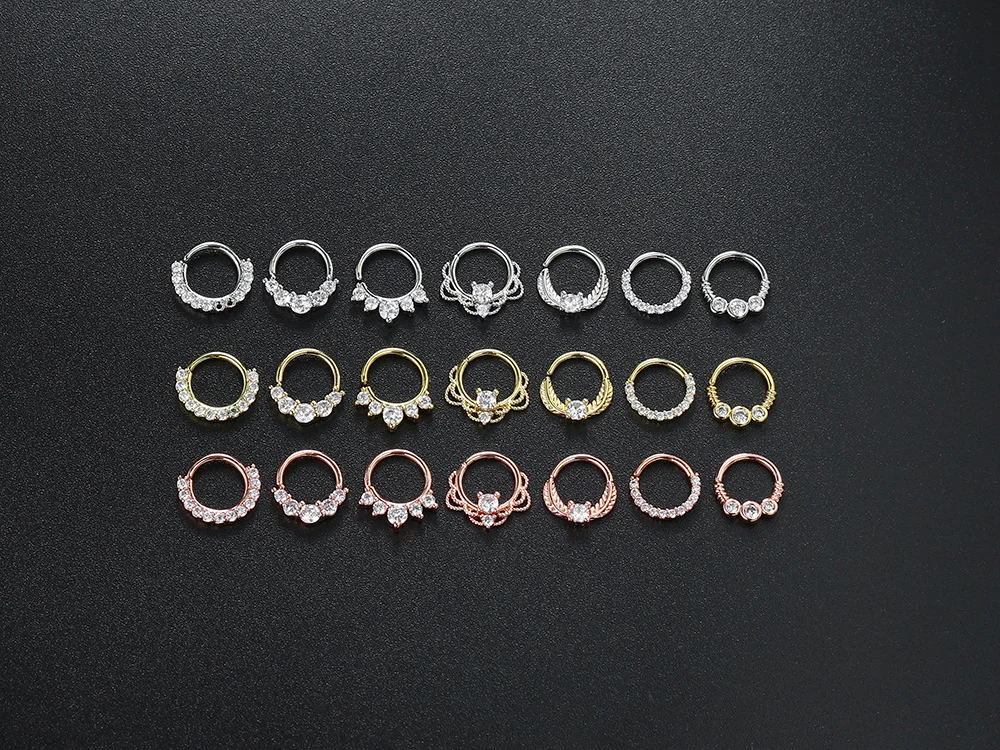 1PC Nase Ringe für Frauen Punk Gothic Micro-set Zirkon Knorpel Daith Ohrringe Septum Ring Körper Ohr Piercing schmuck KAE133 – Detail 5