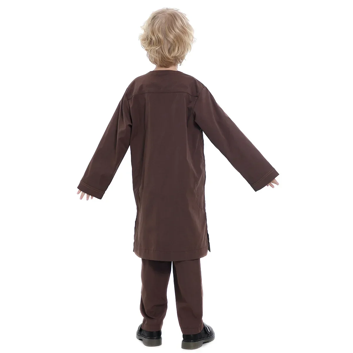 Thobe arabe Jubba pour enfants, robe et pantalon Abaya Ramadan, robe caftan pour enfants, ensembles musulmans, 2024, 2 pièces