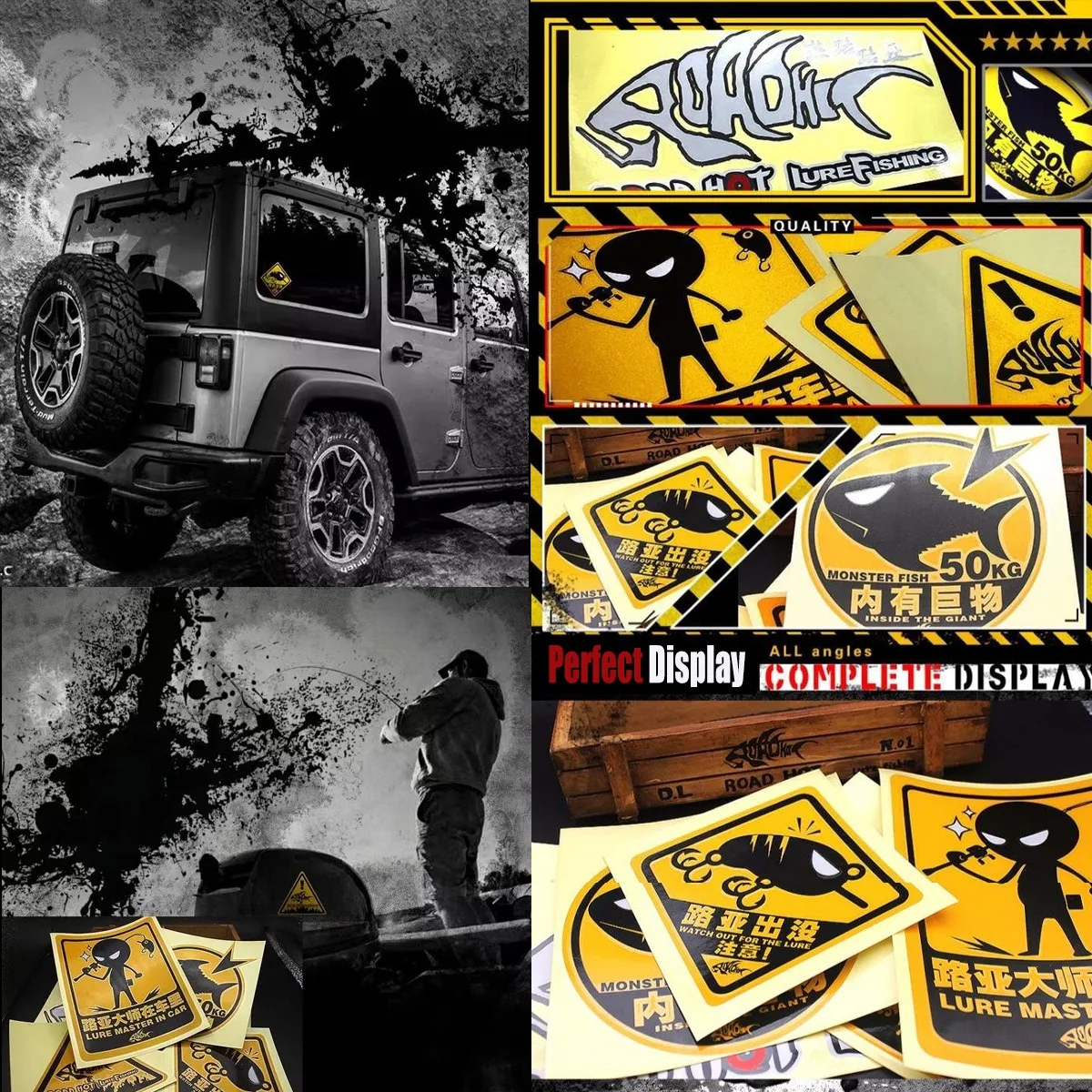 Lure Fishing Car Accessories Stickers Decor Auto Body Window Windshield Fuel Tank Cap Bumper Rear Tail Trunk Fishing Box Decals