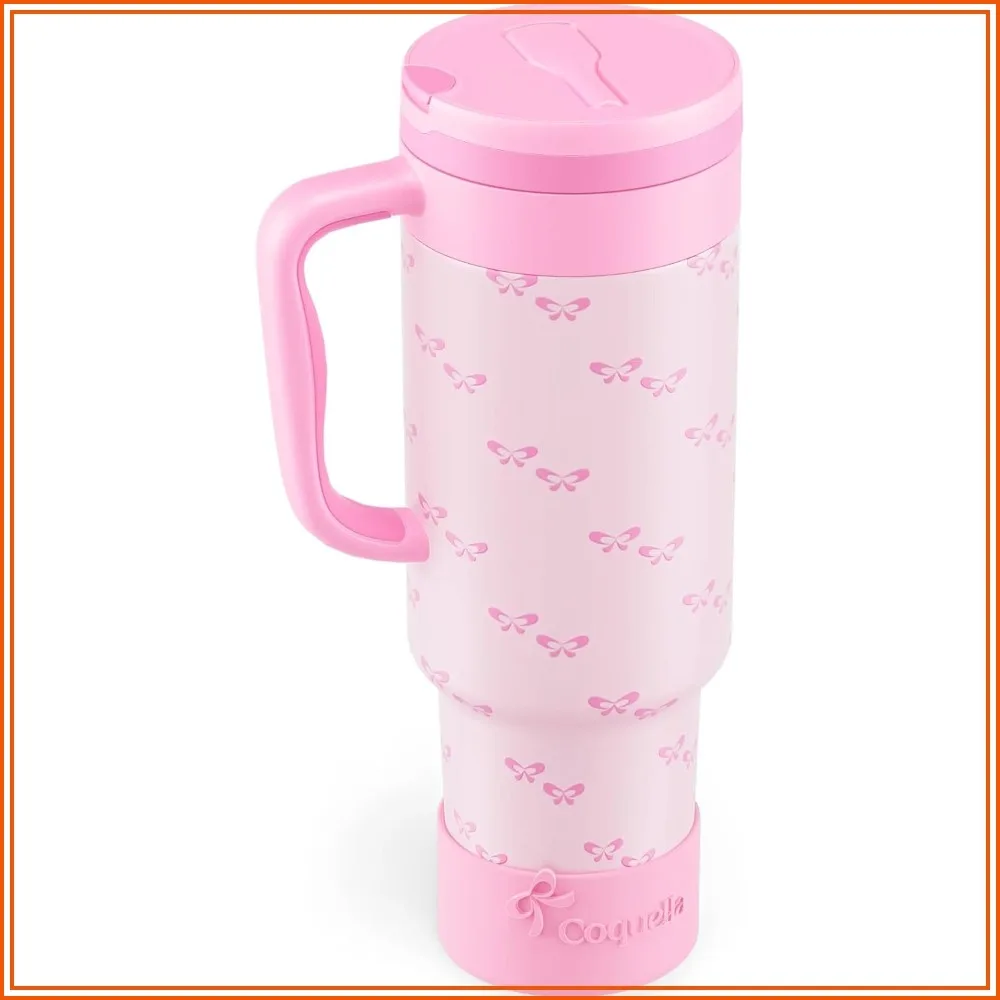 

40 oz Insulated Tumbler with Handle and Push-Button Straw Lid, Stainless Steel Travel Cup for Gym Office, Leakproof, BPA-Free, Cup Holder Friendly