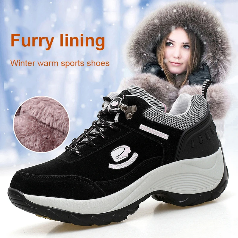 

2023 Winter Women Casual Sneaker Faux Suede Plush Warm Shoes for Women Running Shoes Non Slip Platform Sneakers Zapatillas Mujer