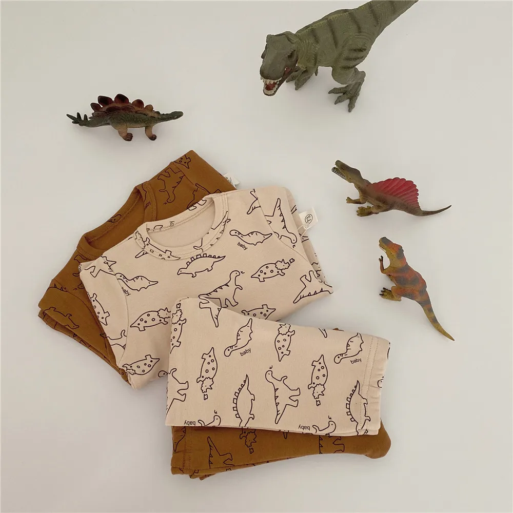 Fashion Dinosaur Printed Infant Clothes Sets Cotton Long Sleeve Top + Leggings Baby Boy Homewear Outfits