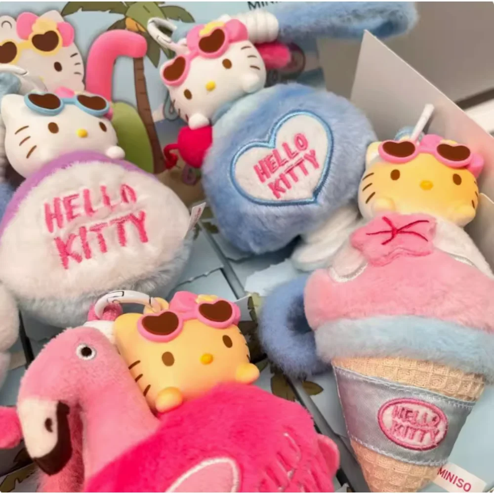 

Hello Kitty Summer Black Skin Series Blind Box Sun-Sensitive Color-Changing Aroma Charm Pendant Collectable Cartoon Anime Doll K