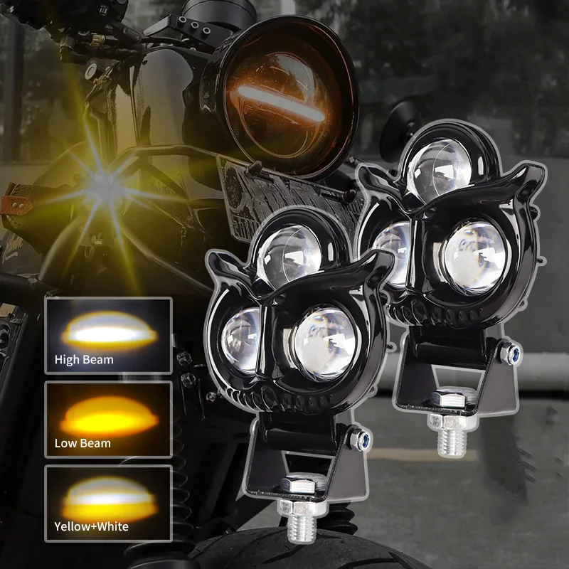 البومة نمط الثلاثي عدسة LED بقعة ضوء كشافات مقاومة للماء للدراجات النارية سيارة على الطرق الوعرة E-الدراجة اختراق اكسسوارات السيارات