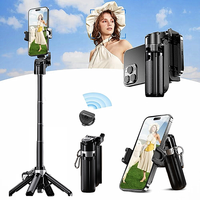 COOL DIER 2025 Upgraded Design Mini Bluetooth Portable Telescopic Multifunctional metal Tripod Phone Selfie Stick with Key Chain
