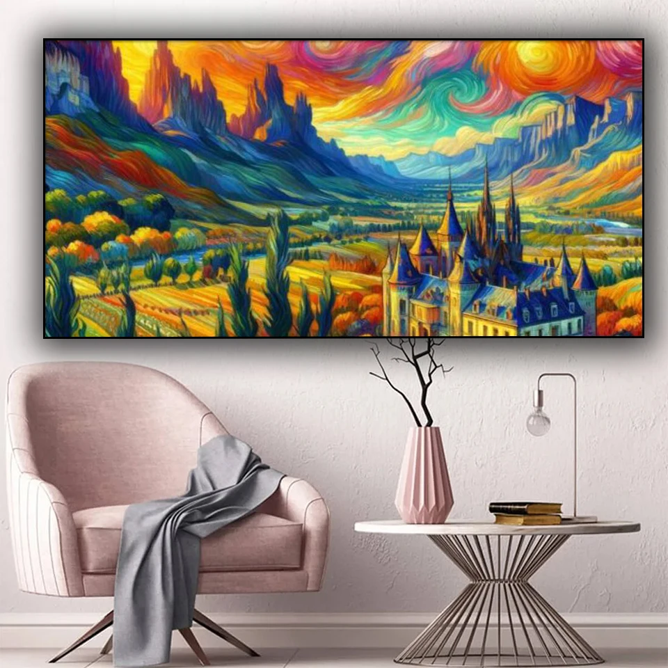 Colorful Van Gogh Starry Sky diamond painting New 2024 landscape pattern needlwork Full Round diamond embroidery Home decor