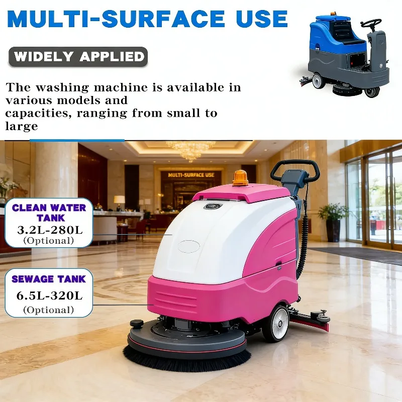 Commercial Hand Push Floor Scrubber 20 Inch Walk Behind Floor Scrubber Machine for Supermarket Retail Floor Maintenance
