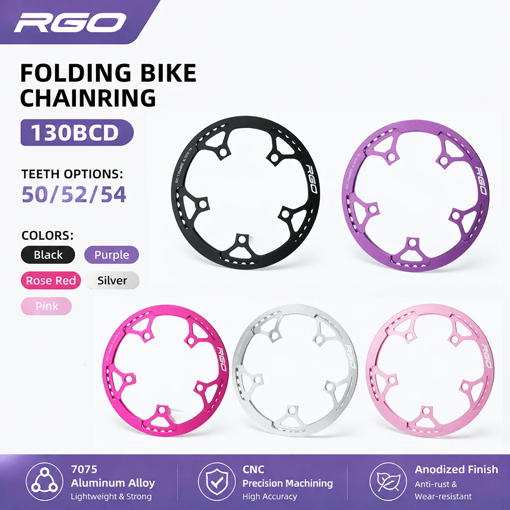 RGO CNC Narrow Wide Chainring 130BCD 8-12 Speed Single Chainwheel With Chain Guard Plate For Brompton P8 P10 Neo Folding Bike - view 3
