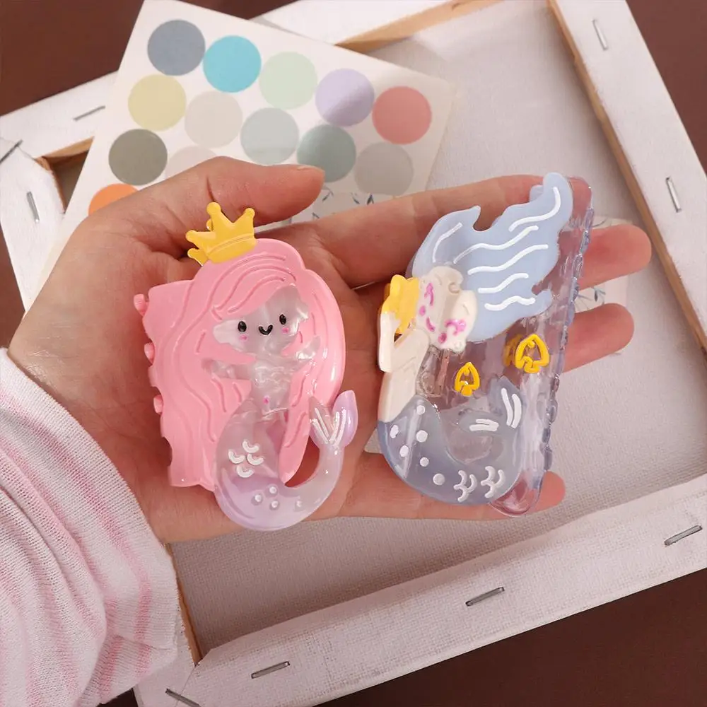 

Cute Geometry Cartoon Mermaid Hair Claw Lovely Novetly Creative Hair Claw Ponytail Clip Acetic Acid Shark Clip Daily
