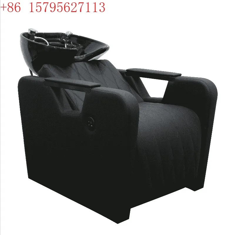 Black PU Leather Electric Footrest Adjustment One-Touch Height Control USB Charging Port Included