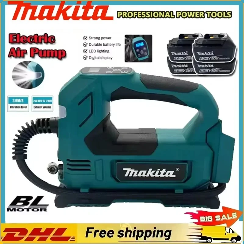 

Беспроводной воздушный насос Makita с литий-ионным аккумулятором: портативный насос для шин с цифровым дисплеем, 18В, для автомобилей и мотоциклов.
