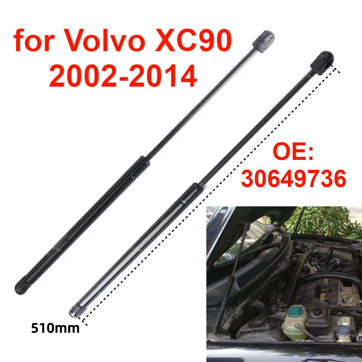 

2Pcs 30649736 for Volvo XC90 2002-2014 Car Front Engine Bonnet Hood Gas Struts Lift Support Rods