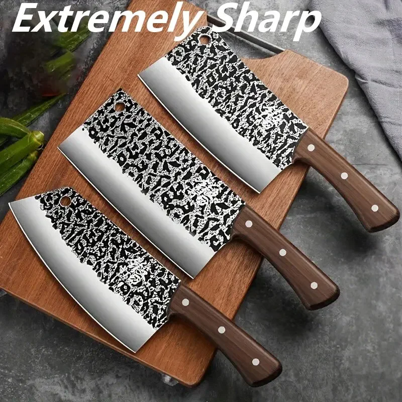 Professional Forged Stainless Steel Kitchen Knife - Ultra Sharp High Hardness All-in-One Meat Cutter for Home