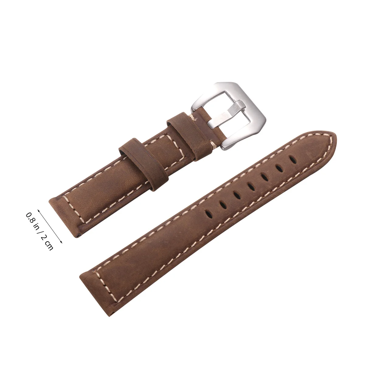 

1Pcs Watch Band Brown 20mm Smooth Durable Comfortable Universal Large Dial Retro Wrist Strap Retro Watchband