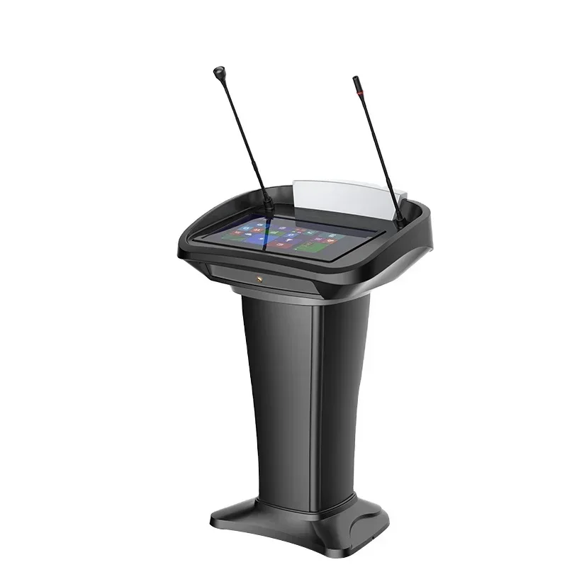 2026 Plastic V-shape Lectern Electronic speech computer desk with microphone wedding podium lectern