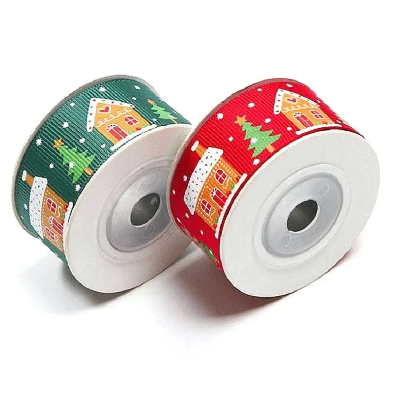 10 Yards/Roll Christmas Ribbon 25mm CartoonRibbons For Christmas Gift Wrapping Yule Decorative Ribbon Handmade Crafts Ornament
