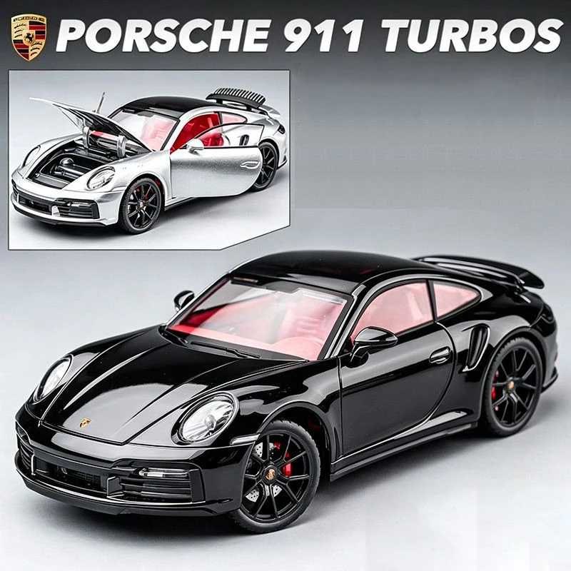 1/24 Porsche 911 Turbo S Alloy Die Cast Toy Car Model Sound and Light Children's Toy Collectibles Birthday gift