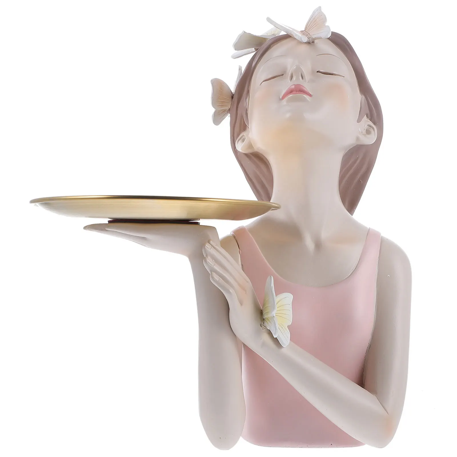 

1Pcs Butterfly Girl Decorative Resin Key Tray Household Storage Holder Creative Ornament Key Organizer Girl Model Tray
