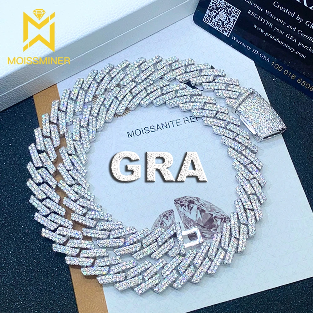 

13.5mm Moissanite Cuban Chain Iced Out Necklaces Men S925 Silver Choker for Women Pass Diamonds Tester With GRA Free Shippi